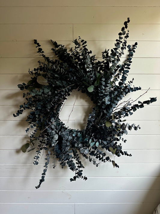 Couronne d'eucalyptus séché (Vert givré)